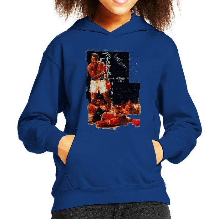Sidney Maurer Original Portrait Of Muhammad Ali Sonny Liston Knockout Kids Hooded Sweatshirt - Kids Boys Hooded Sweatshirt