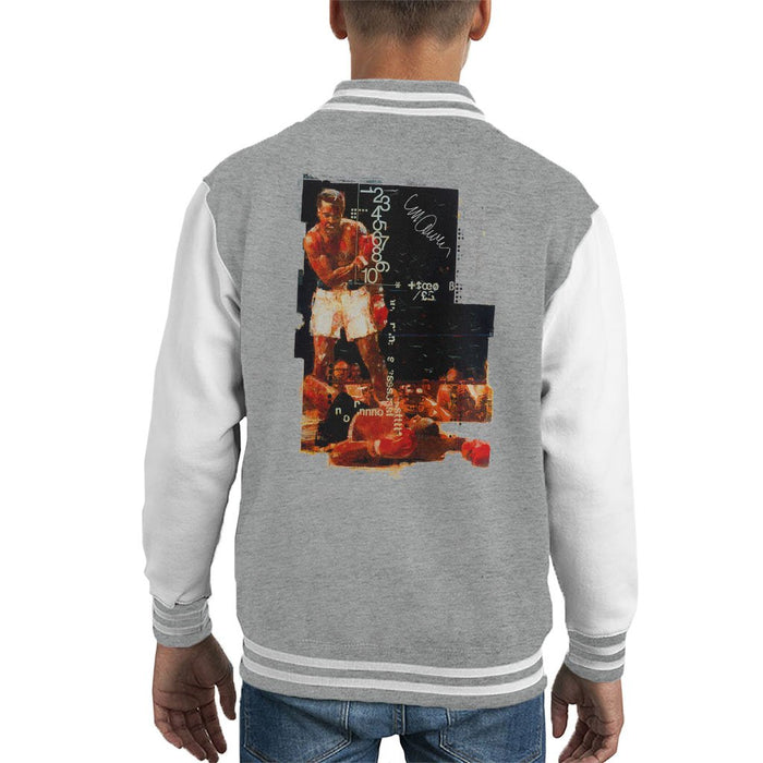 Sidney Maurer Original Portrait Of Muhammad Ali Sonny Liston Knockout Kids Varsity Jacket - Kids Boys Varsity Jacket