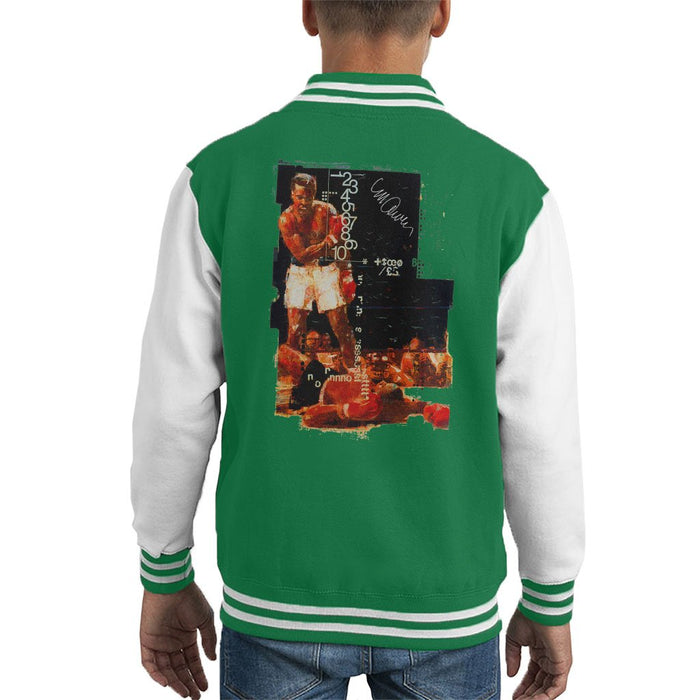 Sidney Maurer Original Portrait Of Muhammad Ali Sonny Liston Knockout Kids Varsity Jacket - Kids Boys Varsity Jacket