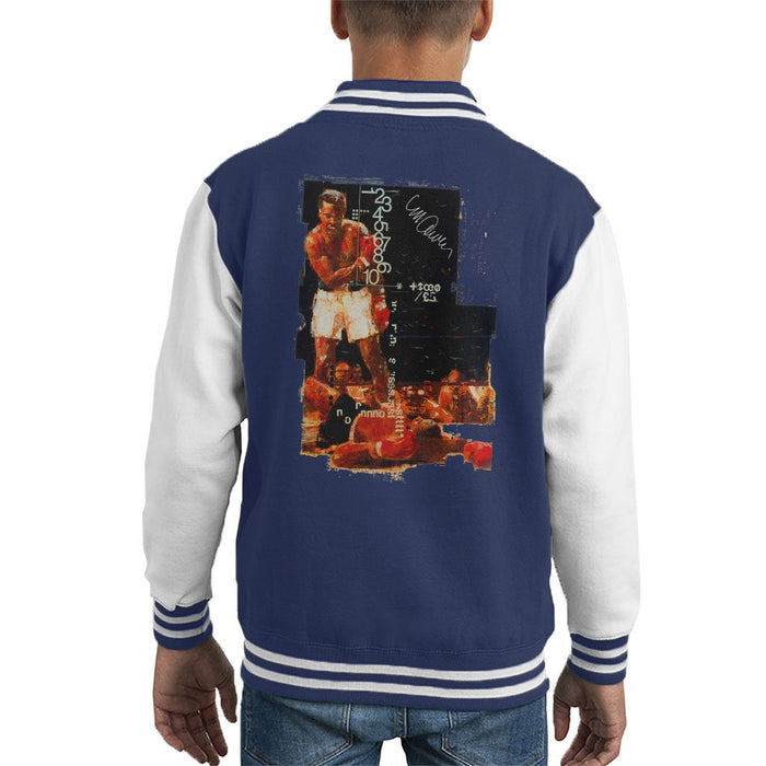 Sidney Maurer Original Portrait Of Muhammad Ali Sonny Liston Knockout Kids Varsity Jacket - Kids Boys Varsity Jacket