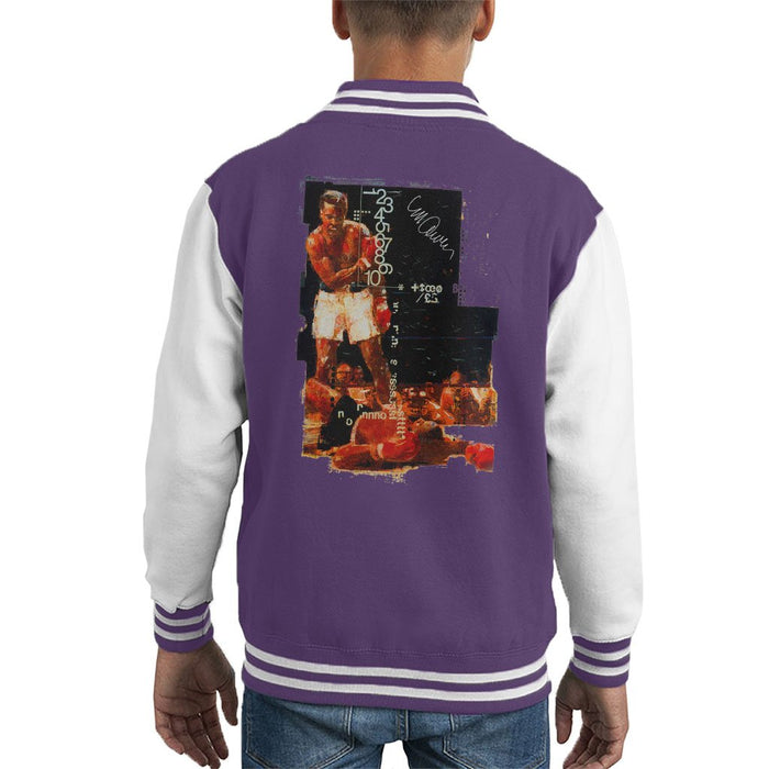 Sidney Maurer Original Portrait Of Muhammad Ali Sonny Liston Knockout Kids Varsity Jacket - Kids Boys Varsity Jacket