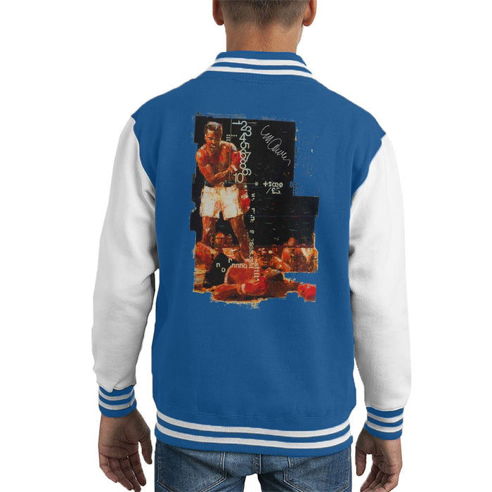 Sidney Maurer Original Portrait Of Muhammad Ali Sonny Liston Knockout Kids Varsity Jacket - X-Small (3-4 yrs) / Royal/White - Kids Boys