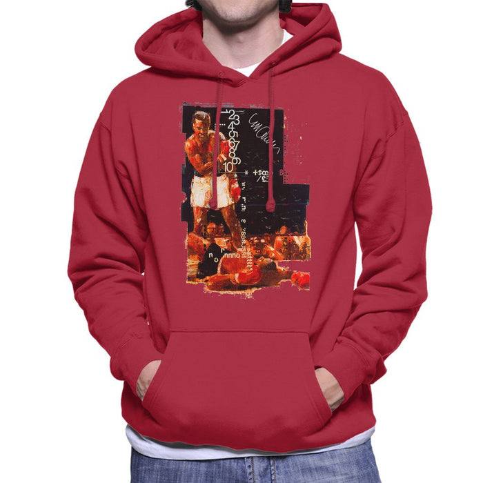 Sidney Maurer Original Portrait Of Muhammad Ali Sonny Liston Knockout Mens Hooded Sweatshirt - Mens Hooded Sweatshirt