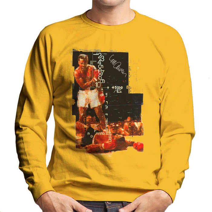 Sidney Maurer Original Portrait Of Muhammad Ali Sonny Liston Knockout Mens Sweatshirt - Gold / Small - Mens Sweatshirt