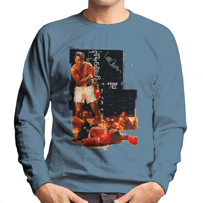Sidney Maurer Original Portrait Of Muhammad Ali Sonny Liston Knockout Mens Sweatshirt - Mens Sweatshirt