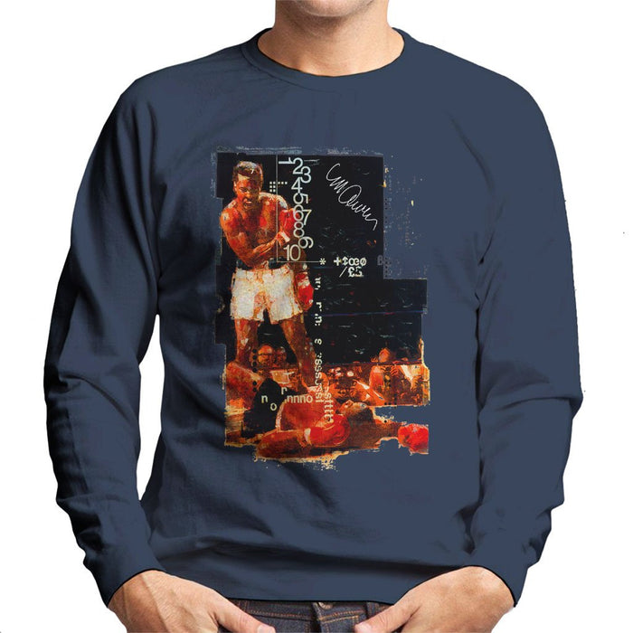 Sidney Maurer Original Portrait Of Muhammad Ali Sonny Liston Knockout Mens Sweatshirt - Mens Sweatshirt