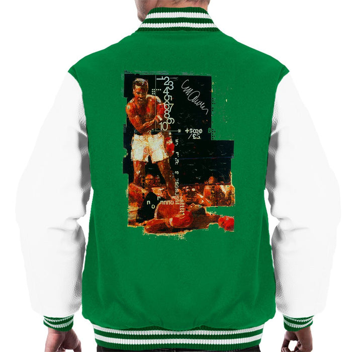 Sidney Maurer Original Portrait Of Muhammad Ali Sonny Liston Knockout Mens Varsity Jacket - Mens Varsity Jacket