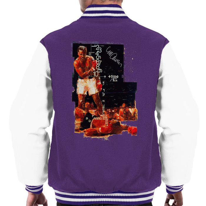 Sidney Maurer Original Portrait Of Muhammad Ali Sonny Liston Knockout Mens Varsity Jacket - Mens Varsity Jacket