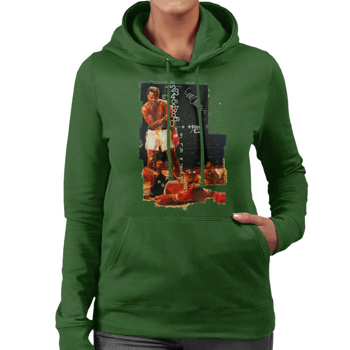 Sidney Maurer Original Portrait Of Muhammad Ali Sonny Liston Knockout Womens Hooded Sweatshirt - Womens Hooded Sweatshirt
