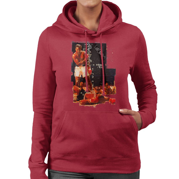 Sidney Maurer Original Portrait Of Muhammad Ali Sonny Liston Knockout Womens Hooded Sweatshirt - Womens Hooded Sweatshirt