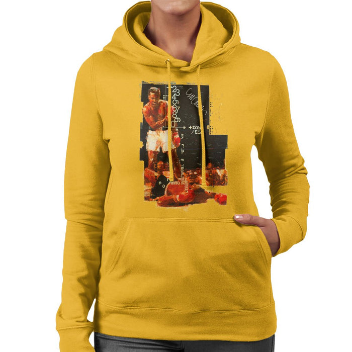 Sidney Maurer Original Portrait Of Muhammad Ali Sonny Liston Knockout Womens Hooded Sweatshirt - Womens Hooded Sweatshirt