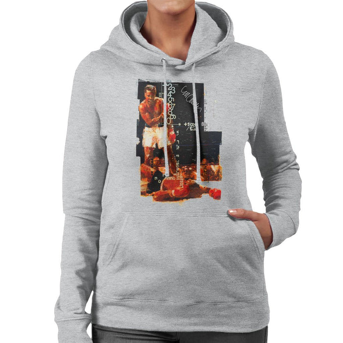Sidney Maurer Original Portrait Of Muhammad Ali Sonny Liston Knockout Womens Hooded Sweatshirt - Womens Hooded Sweatshirt