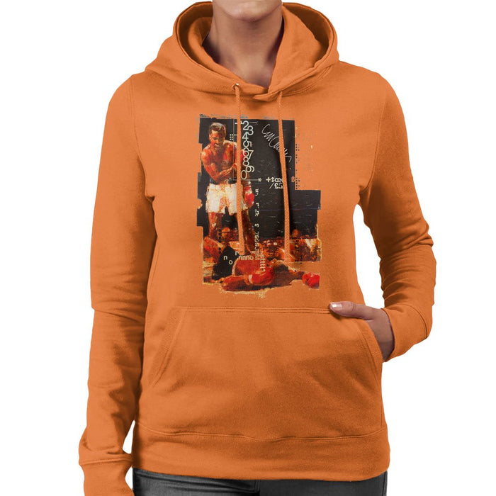 Sidney Maurer Original Portrait Of Muhammad Ali Sonny Liston Knockout Womens Hooded Sweatshirt - Womens Hooded Sweatshirt