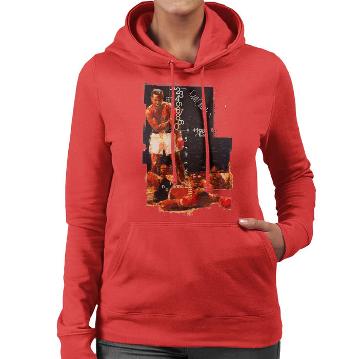 Sidney Maurer Original Portrait Of Muhammad Ali Sonny Liston Knockout Womens Hooded Sweatshirt - Womens Hooded Sweatshirt