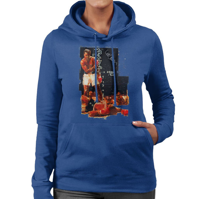Sidney Maurer Original Portrait Of Muhammad Ali Sonny Liston Knockout Womens Hooded Sweatshirt - Womens Hooded Sweatshirt