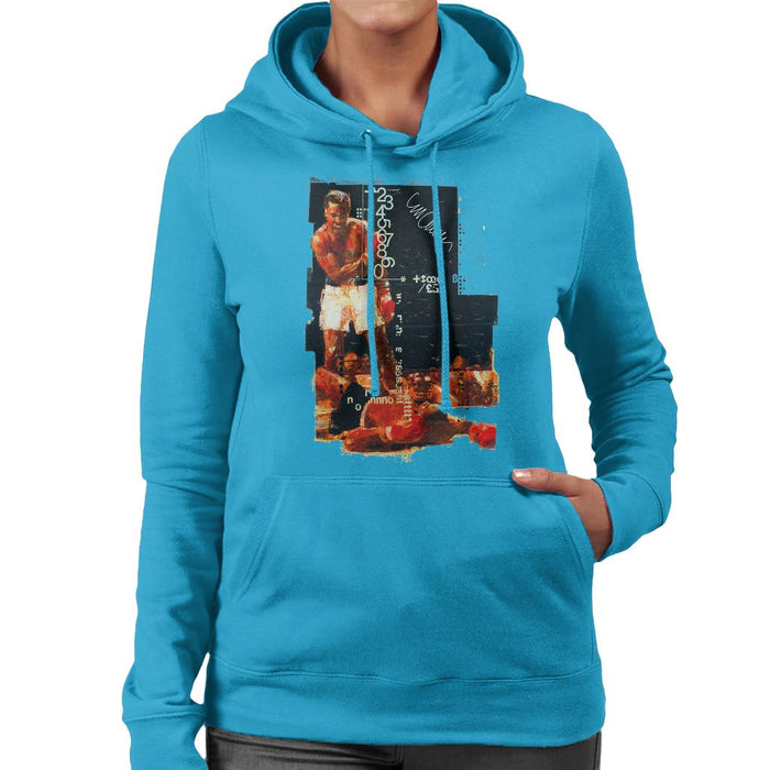 Sidney Maurer Original Portrait Of Muhammad Ali Sonny Liston Knockout Womens Hooded Sweatshirt - Womens Hooded Sweatshirt