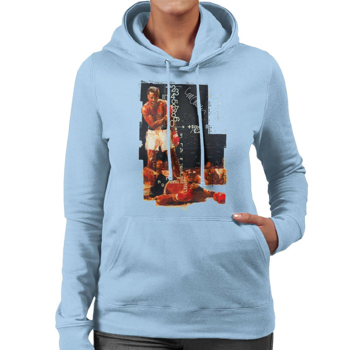 Sidney Maurer Original Portrait Of Muhammad Ali Sonny Liston Knockout Womens Hooded Sweatshirt - Womens Hooded Sweatshirt