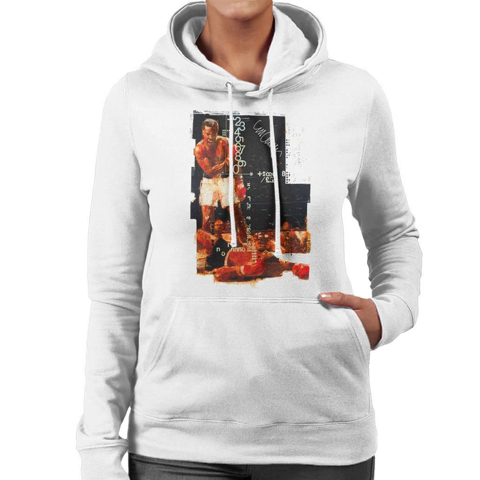 Sidney Maurer Original Portrait Of Muhammad Ali Sonny Liston Knockout Womens Hooded Sweatshirt - Womens Hooded Sweatshirt