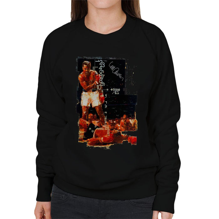 Sidney Maurer Original Portrait Of Muhammad Ali Sonny Liston Knockout Womens Sweatshirt - Womens Sweatshirt
