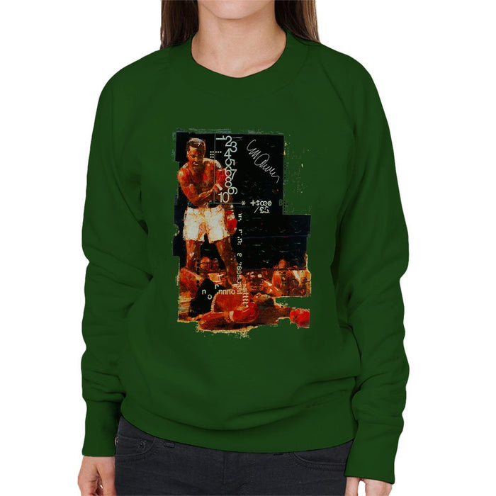 Sidney Maurer Original Portrait Of Muhammad Ali Sonny Liston Knockout Womens Sweatshirt - Womens Sweatshirt