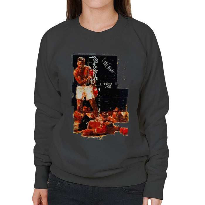 Sidney Maurer Original Portrait Of Muhammad Ali Sonny Liston Knockout Womens Sweatshirt - Womens Sweatshirt