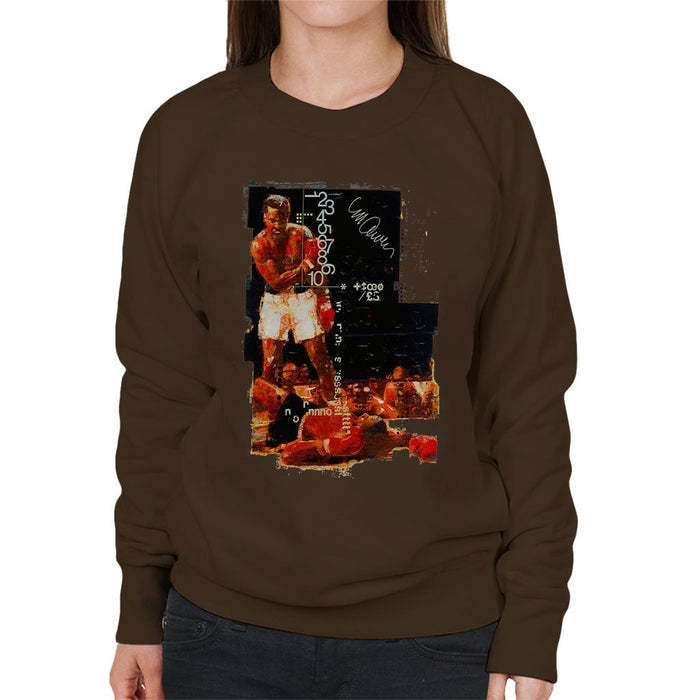 Sidney Maurer Original Portrait Of Muhammad Ali Sonny Liston Knockout Womens Sweatshirt - Womens Sweatshirt