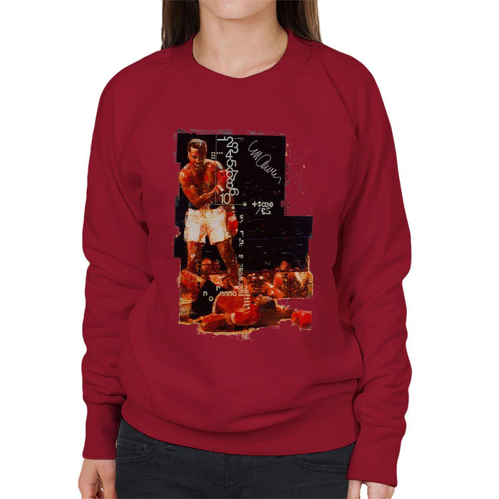 Sidney Maurer Original Portrait Of Muhammad Ali Sonny Liston Knockout Womens Sweatshirt - Womens Sweatshirt