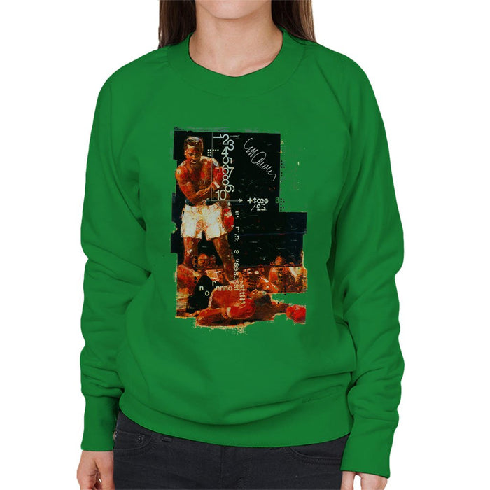 Sidney Maurer Original Portrait Of Muhammad Ali Sonny Liston Knockout Womens Sweatshirt - Womens Sweatshirt
