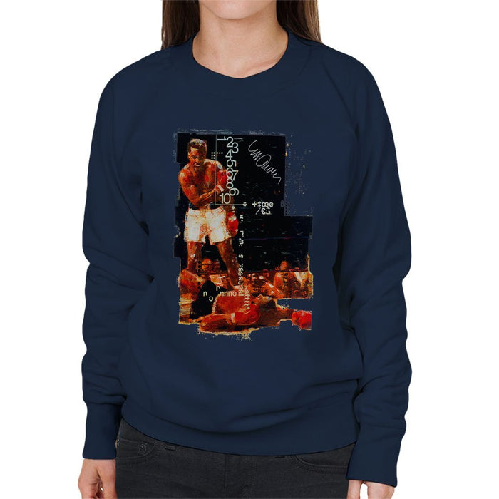 Sidney Maurer Original Portrait Of Muhammad Ali Sonny Liston Knockout Womens Sweatshirt - Womens Sweatshirt