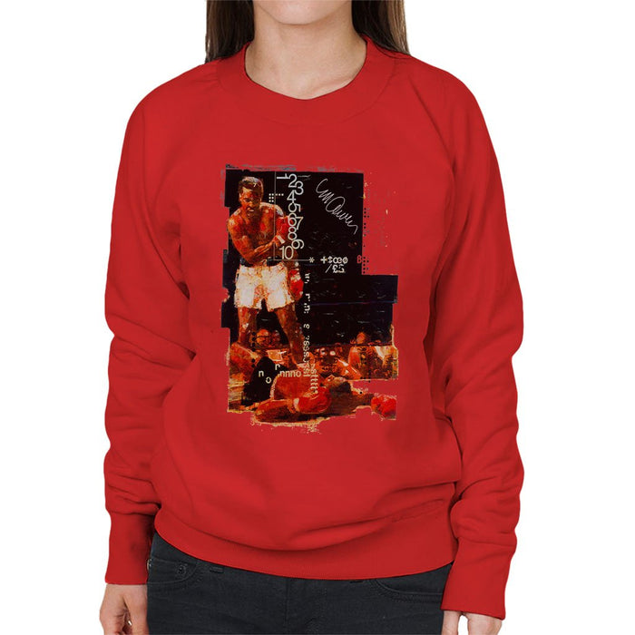 Sidney Maurer Original Portrait Of Muhammad Ali Sonny Liston Knockout Womens Sweatshirt - Womens Sweatshirt