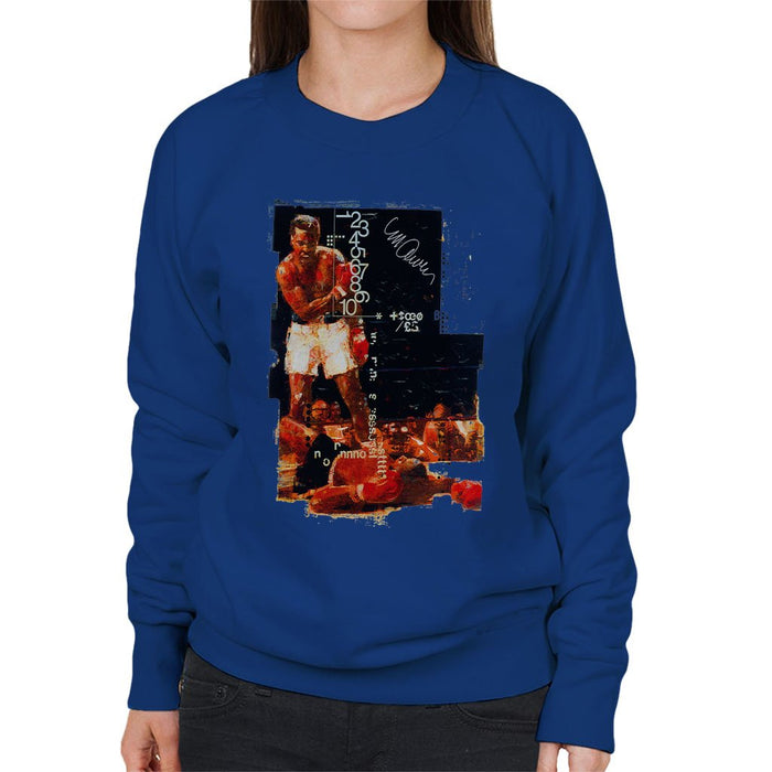 Sidney Maurer Original Portrait Of Muhammad Ali Sonny Liston Knockout Womens Sweatshirt - Womens Sweatshirt