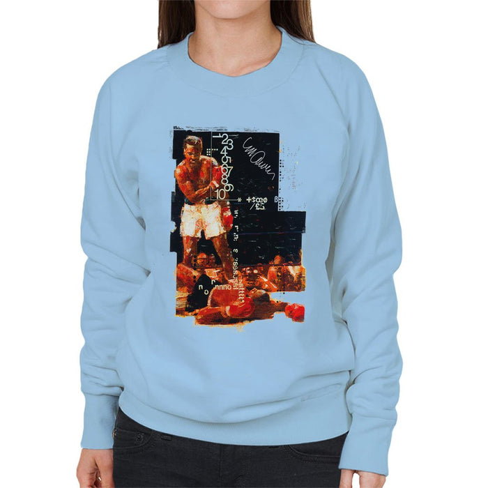 Sidney Maurer Original Portrait Of Muhammad Ali Sonny Liston Knockout Womens Sweatshirt - Womens Sweatshirt