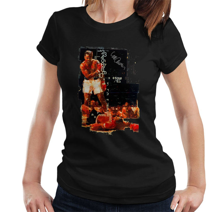 Sidney Maurer Original Portrait Of Muhammad Ali Sonny Liston Knockout Womens T-Shirt - Womens T-Shirt