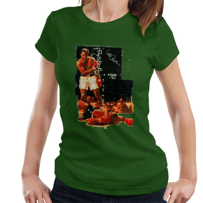 Sidney Maurer Original Portrait Of Muhammad Ali Sonny Liston Knockout Womens T-Shirt - Womens T-Shirt