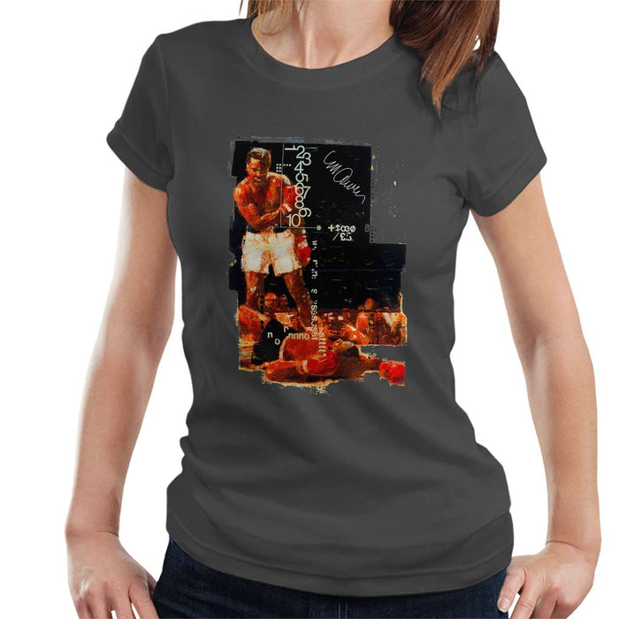 Sidney Maurer Original Portrait Of Muhammad Ali Sonny Liston Knockout Womens T-Shirt - Womens T-Shirt