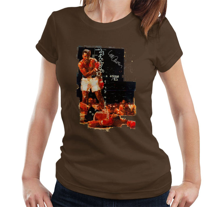 Sidney Maurer Original Portrait Of Muhammad Ali Sonny Liston Knockout Womens T-Shirt - Womens T-Shirt