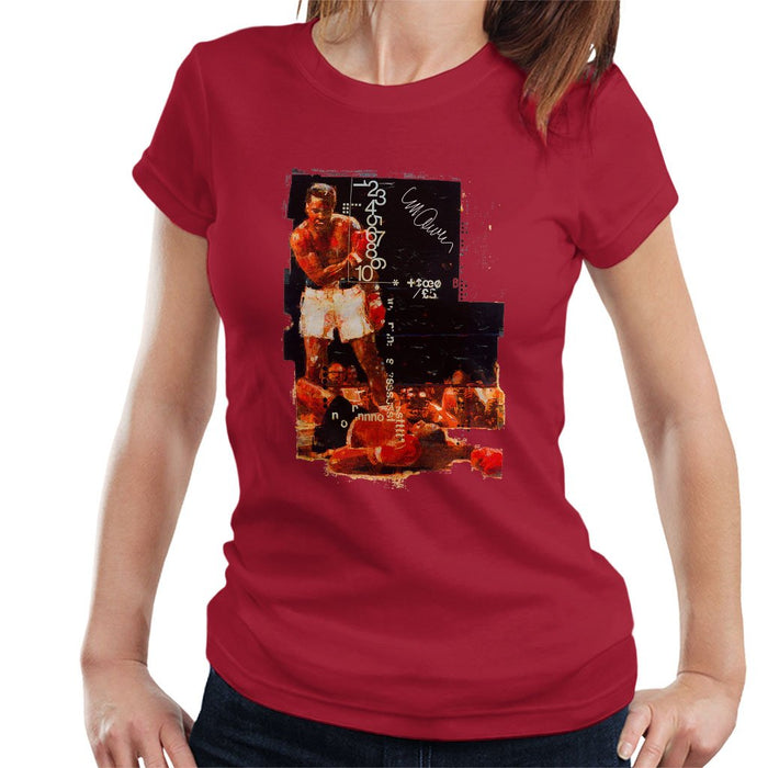 Sidney Maurer Original Portrait Of Muhammad Ali Sonny Liston Knockout Womens T-Shirt - Womens T-Shirt