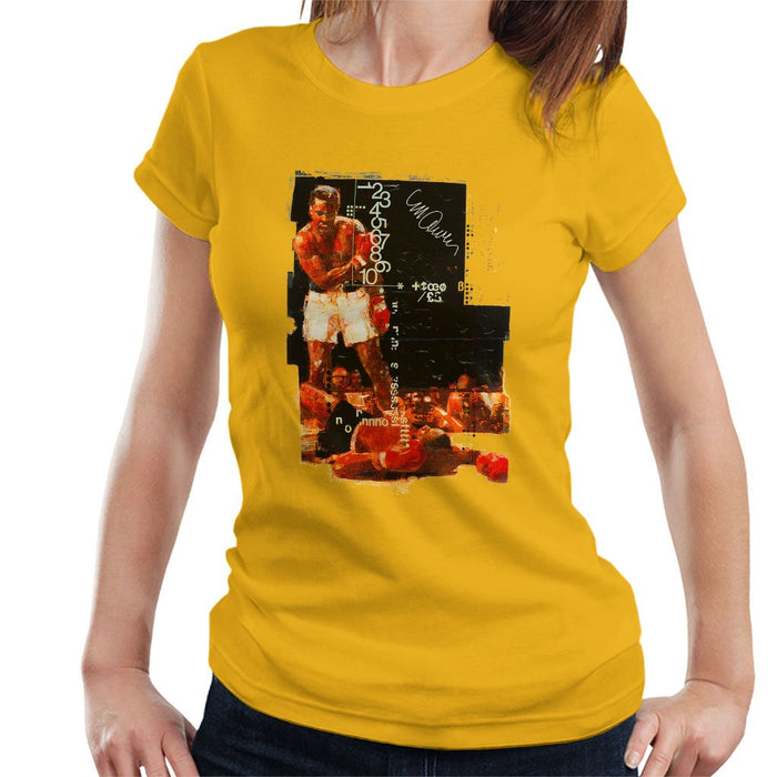 Sidney Maurer Original Portrait Of Muhammad Ali Sonny Liston Knockout Womens T-Shirt - Womens T-Shirt