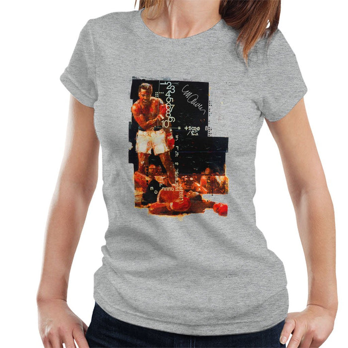 Sidney Maurer Original Portrait Of Muhammad Ali Sonny Liston Knockout Womens T-Shirt - Womens T-Shirt