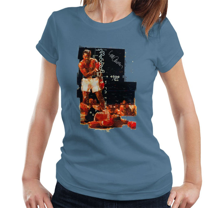 Sidney Maurer Original Portrait Of Muhammad Ali Sonny Liston Knockout Womens T-Shirt - Womens T-Shirt