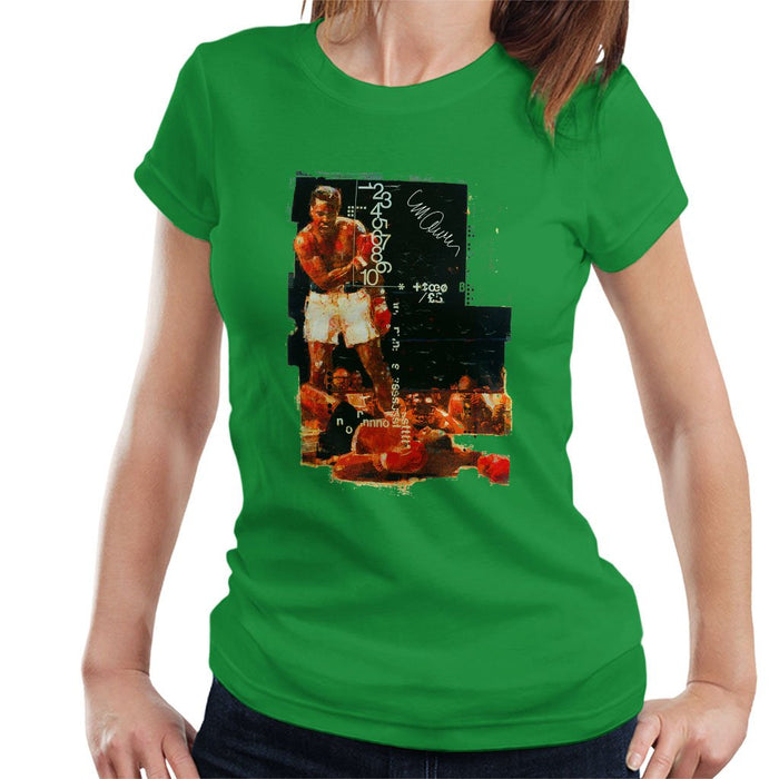 Sidney Maurer Original Portrait Of Muhammad Ali Sonny Liston Knockout Womens T-Shirt - Womens T-Shirt