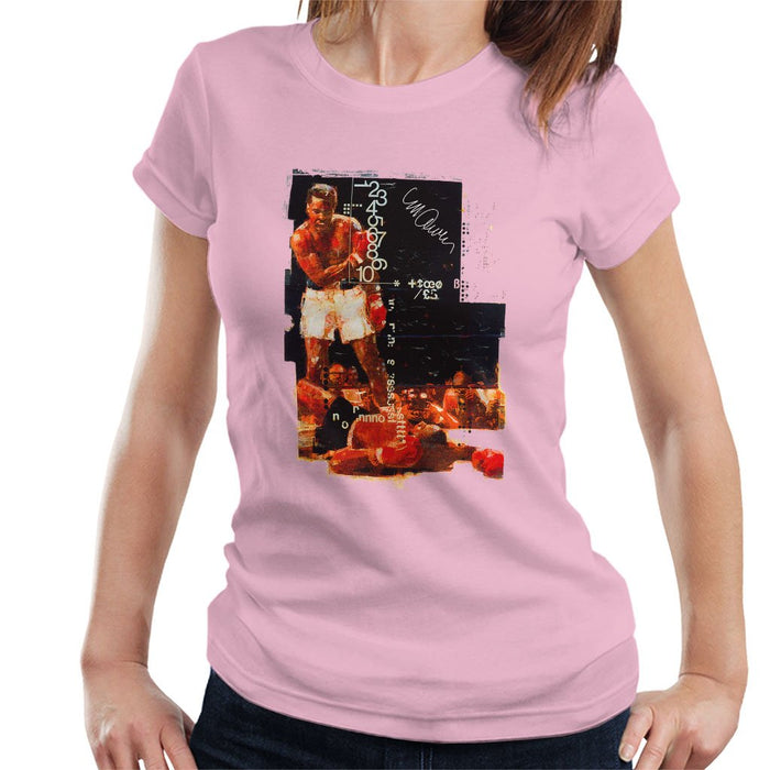 Sidney Maurer Original Portrait Of Muhammad Ali Sonny Liston Knockout Womens T-Shirt - Womens T-Shirt