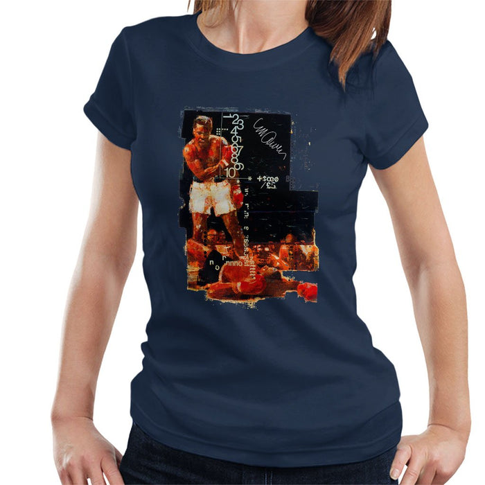 Sidney Maurer Original Portrait Of Muhammad Ali Sonny Liston Knockout Womens T-Shirt - Womens T-Shirt