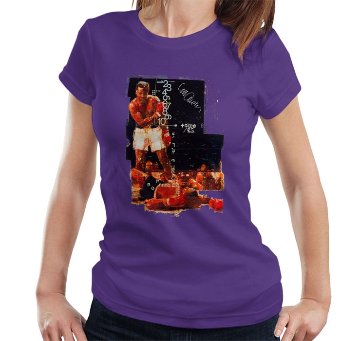 Sidney Maurer Original Portrait Of Muhammad Ali Sonny Liston Knockout Womens T-Shirt - Womens T-Shirt