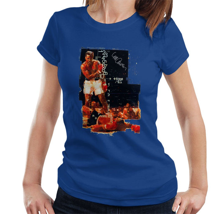 Sidney Maurer Original Portrait Of Muhammad Ali Sonny Liston Knockout Womens T-Shirt - Womens T-Shirt