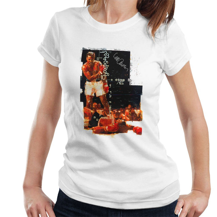 Sidney Maurer Original Portrait Of Muhammad Ali Sonny Liston Knockout Womens T-Shirt - Womens T-Shirt