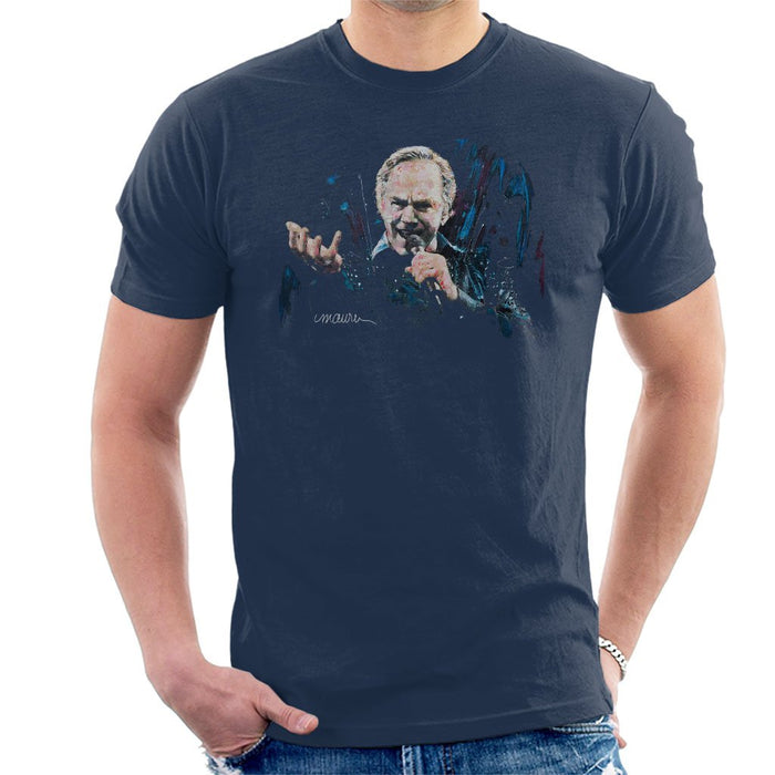 Sidney Maurer Original Portrait Of Neil Diamond Singing Mens T-Shirt - Small / Navy Blue - Mens T-Shirt