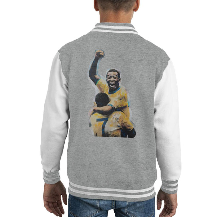 Sidney Maurer Original Portrait Of Pele Kids Varsity Jacket - Kids Boys Varsity Jacket