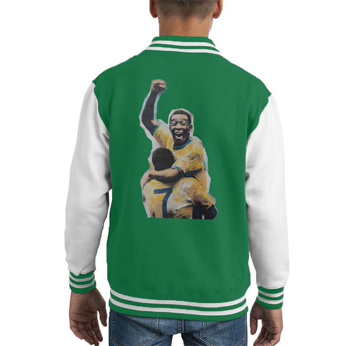 Sidney Maurer Original Portrait Of Pele Kids Varsity Jacket - Kids Boys Varsity Jacket