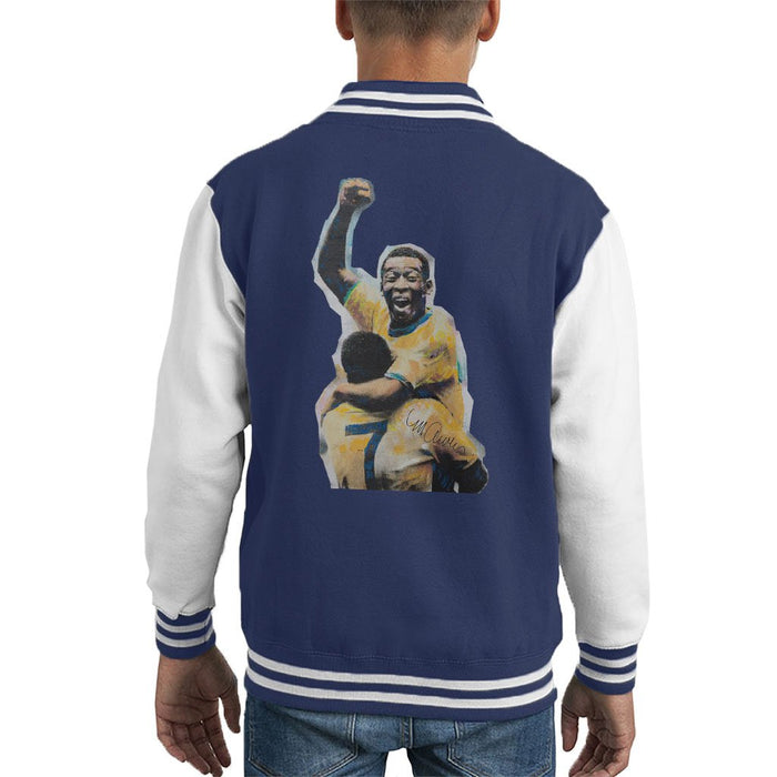 Sidney Maurer Original Portrait Of Pele Kids Varsity Jacket - Kids Boys Varsity Jacket